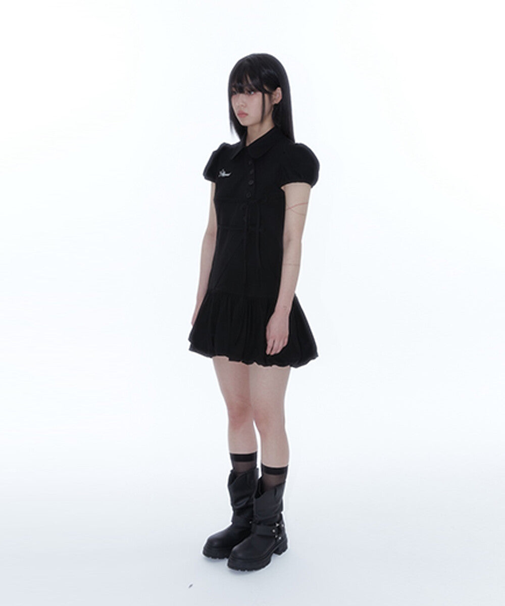 Puff Preppy Mini Dress (Black)