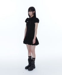 Puff Preppy Mini Dress (Black)