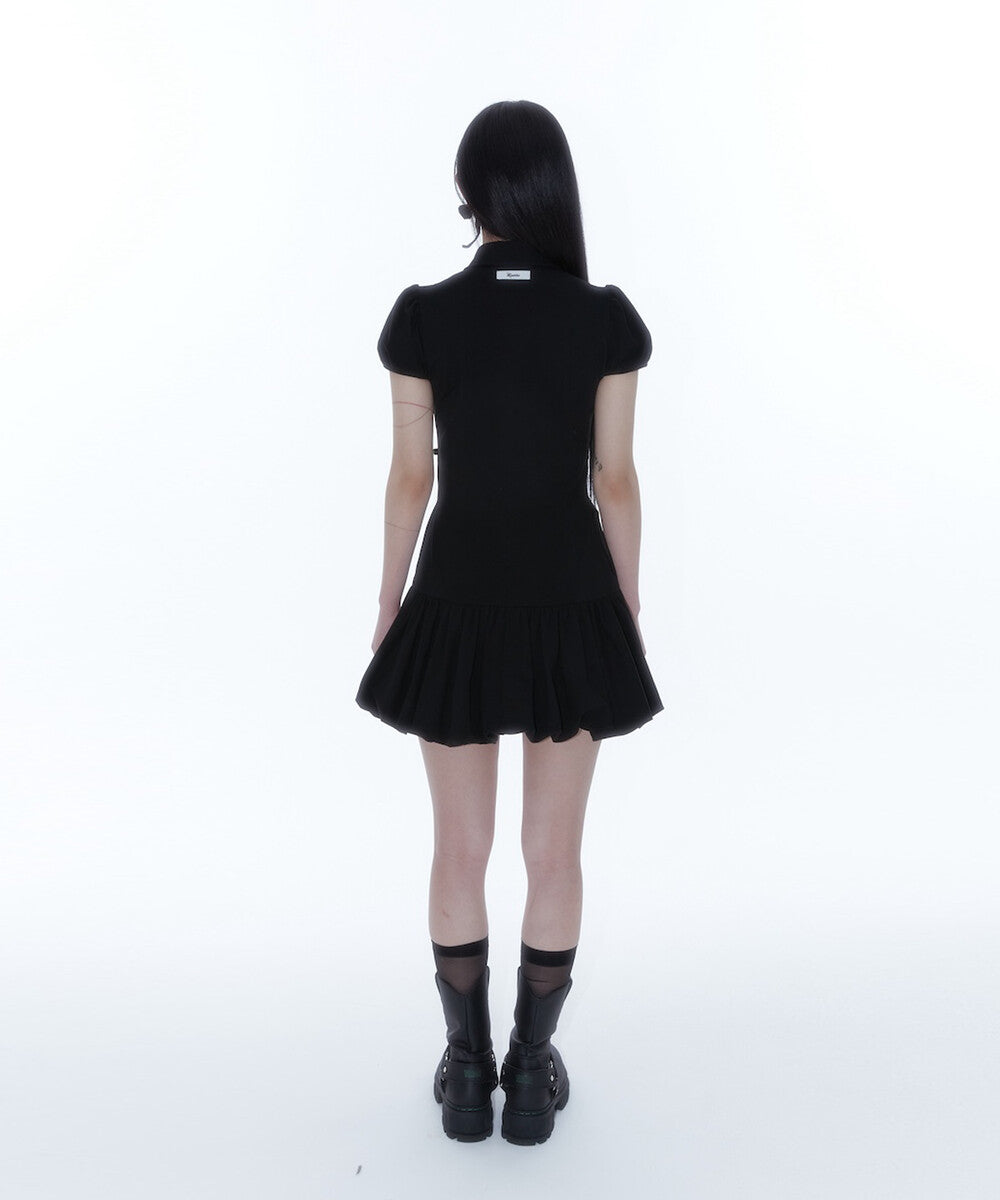 Puff Preppy Mini Dress (Black)