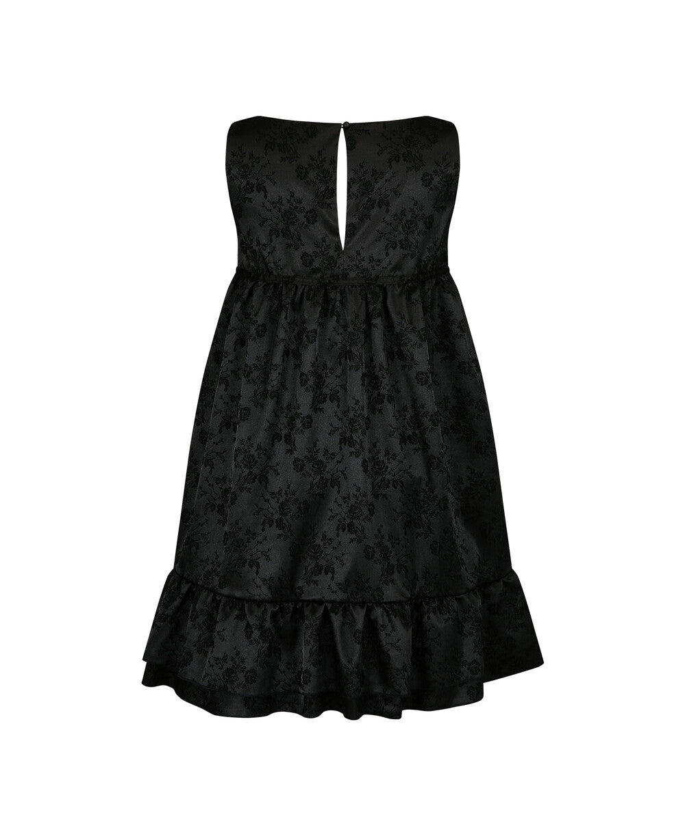 Ribbon Balloon Dress Black