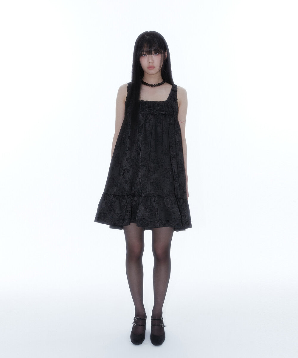Ribbon Balloon Dress Black