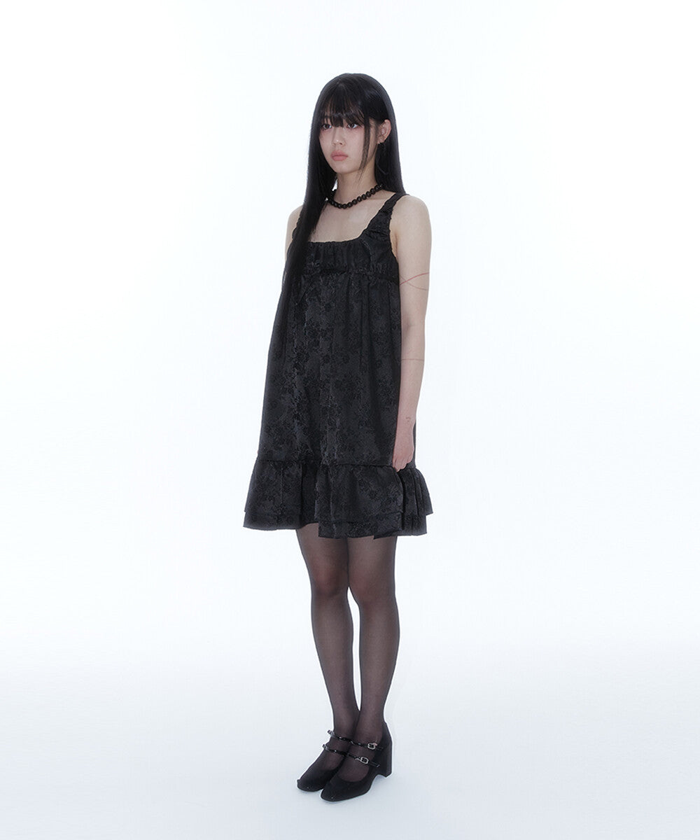 Ribbon Balloon Dress Black