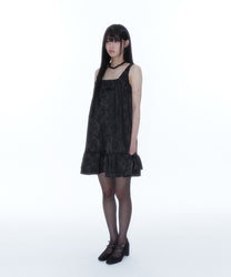 Ribbon Balloon Dress Black