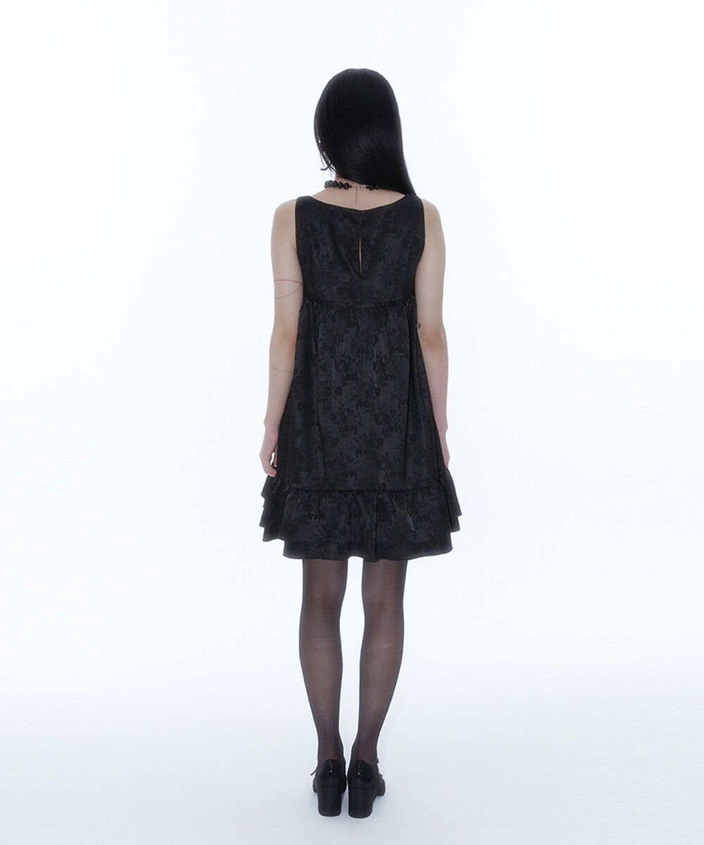Ribbon Balloon Dress Black