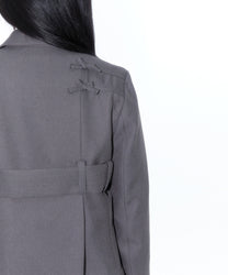 Ribbon Belted Preppy Jacket (Charcoal)