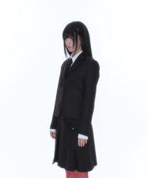 Ribbon Belted Preppy Jacket (Black)