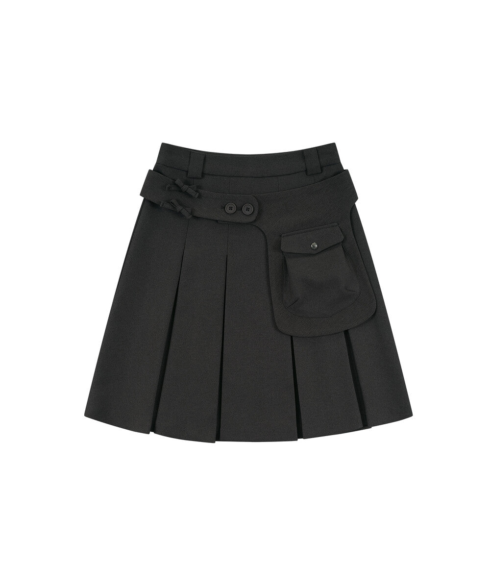 ワンピース Ribbon Preppy Pleated Skirt Charcoal Ribbon Preppy Pleated Skirt (Charcoal) – Plop Apparels