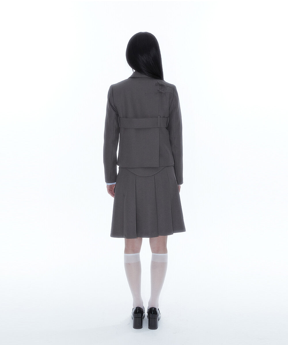 ワンピース Ribbon Preppy Pleated Skirt Charcoal Ribbon Preppy Pleated Skirt (Charcoal) – Plop Apparels