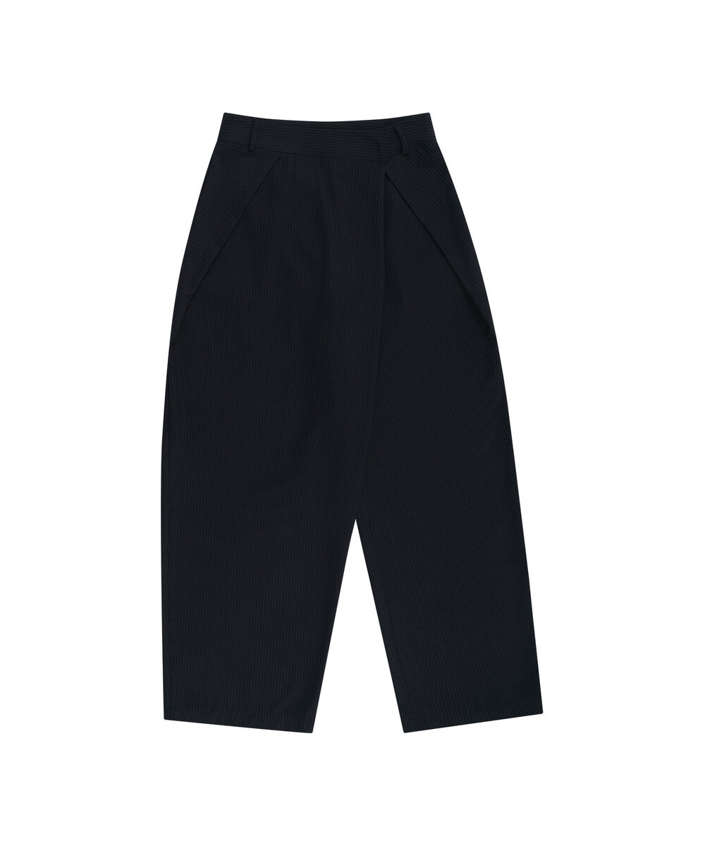 Pintuck Asymmetric Trousers (Stripe)