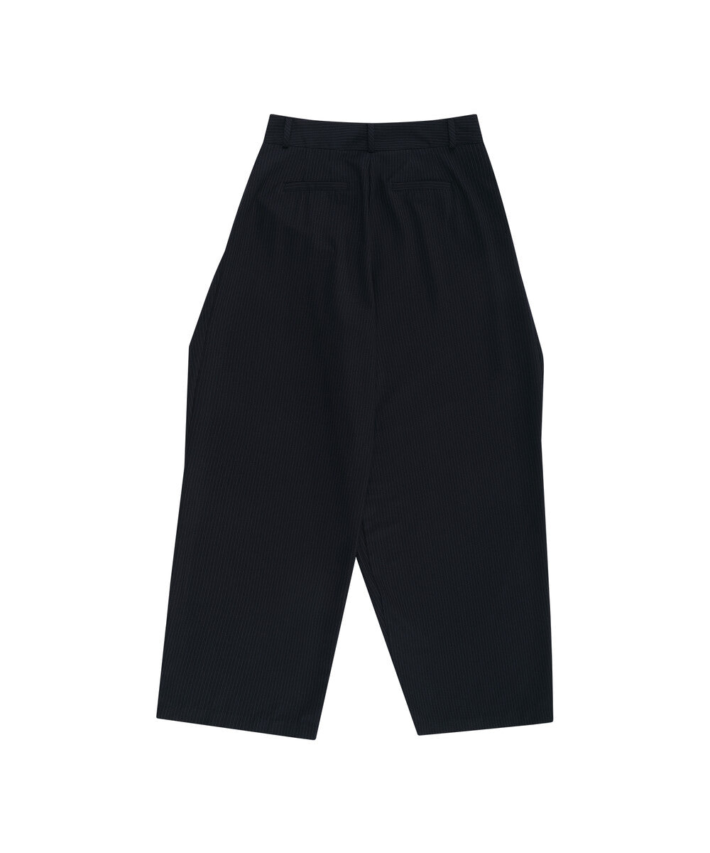 Pintuck Asymmetric Trousers (Stripe)
