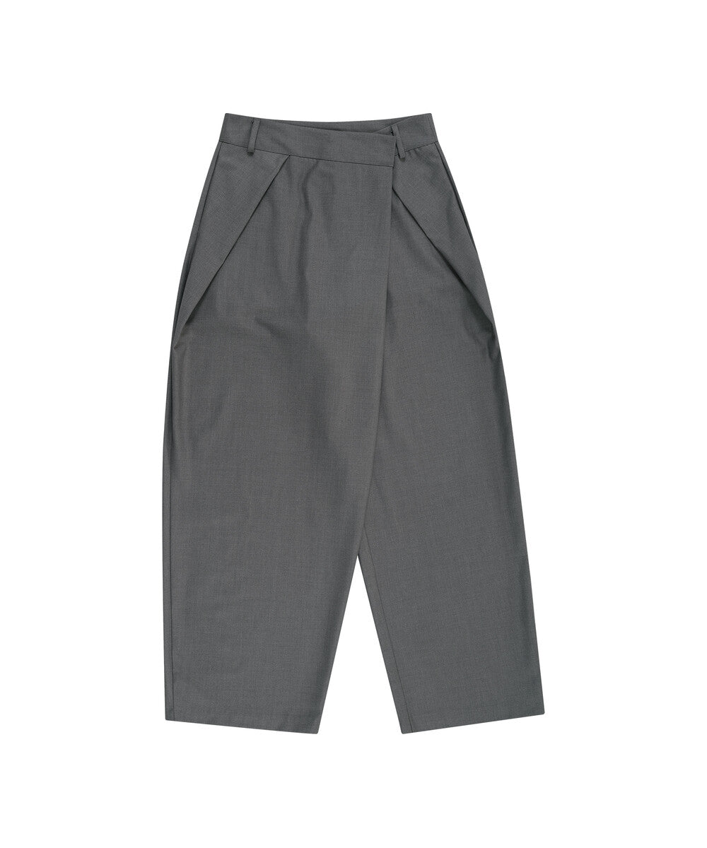 Pintuck Asymmetric Trousers (Gray)