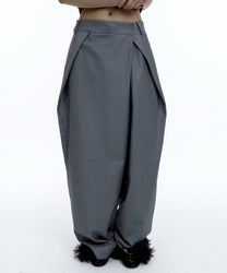Pintuck Asymmetric Trousers (Gray)