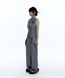 Pintuck Asymmetric Trousers (Gray)