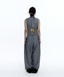Pintuck Asymmetric Trousers (Gray)