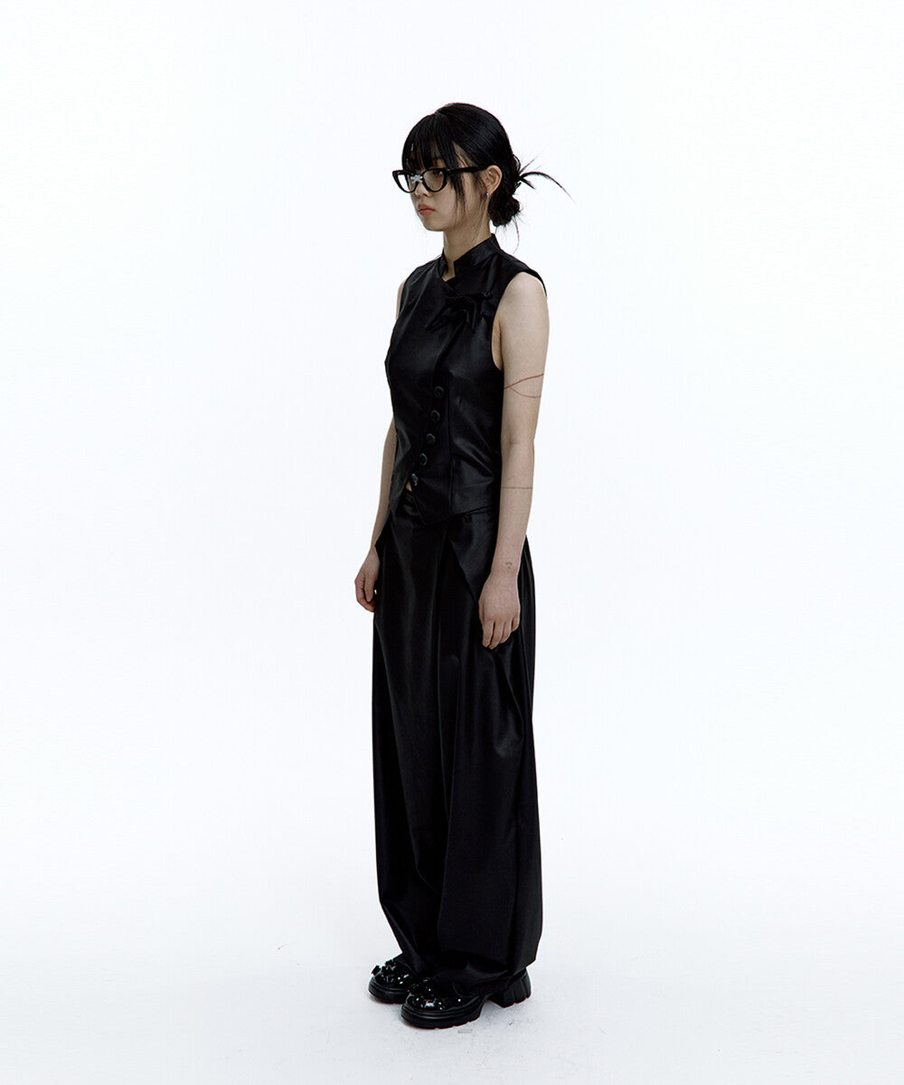 Pintuck Asymmetric Trousers (Black)