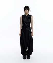 Pintuck Asymmetric Trousers (Black)