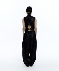 Pintuck Asymmetric Trousers (Black)