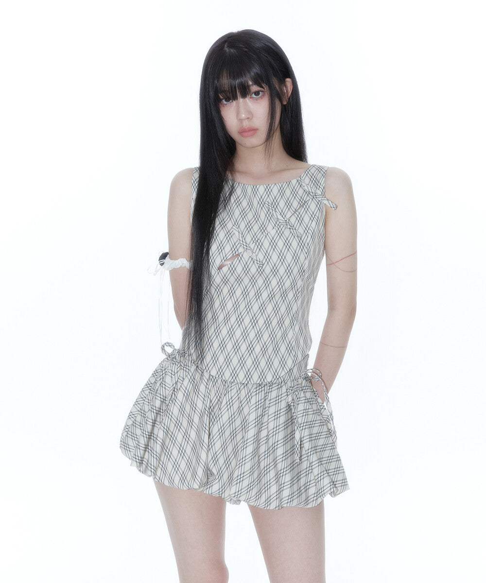 Fairy Ribbon Bubble Skirt (Checked)
