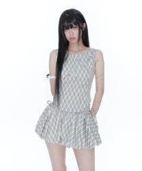 Fairy Ribbon Bubble Skirt (Checked)