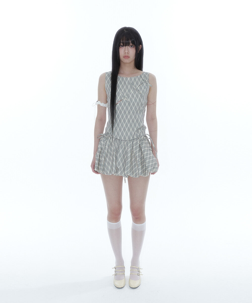 Fairy Ribbon Bubble Skirt (Checked)