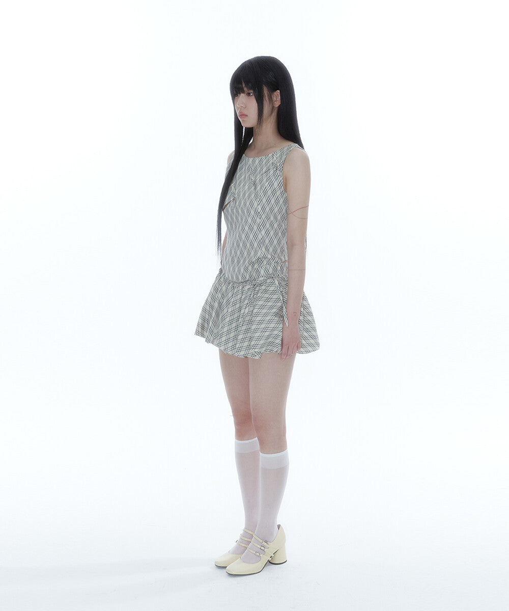 Fairy Ribbon Bubble Skirt (Checked)