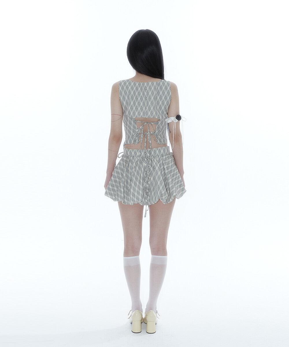 Fairy Ribbon Bubble Skirt (Checked)