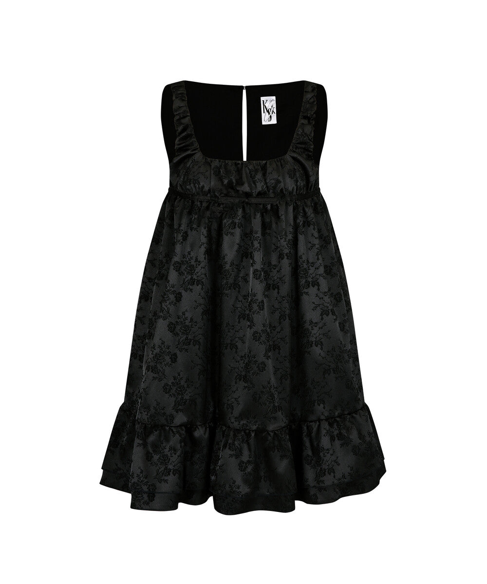 Ribbon Balloon Dress Black