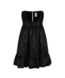 Ribbon Balloon Dress Black