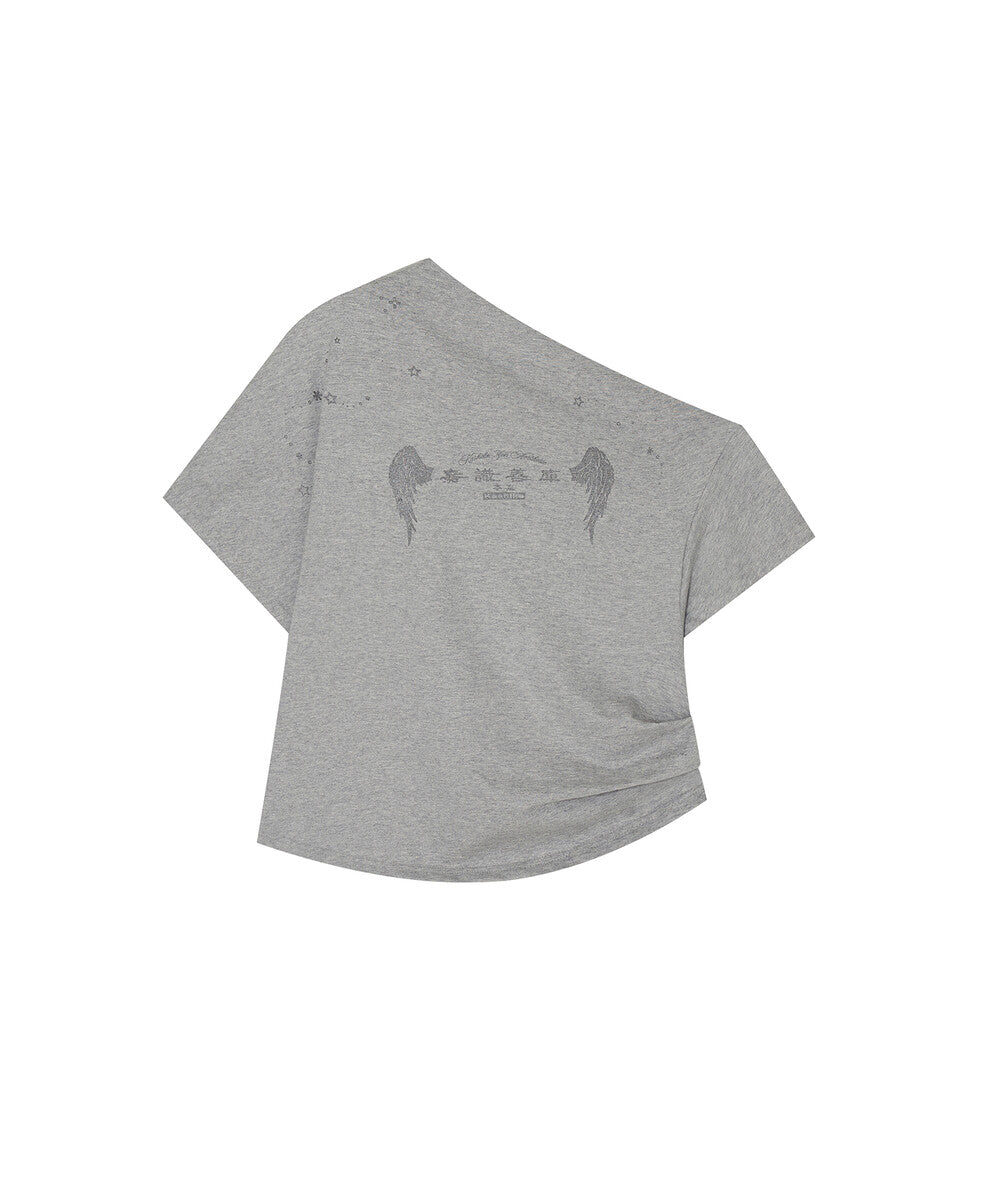 Zen One Shoulder Top (Gray)