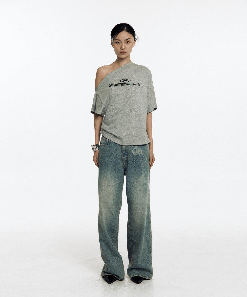 Zen One Shoulder Top (Gray)