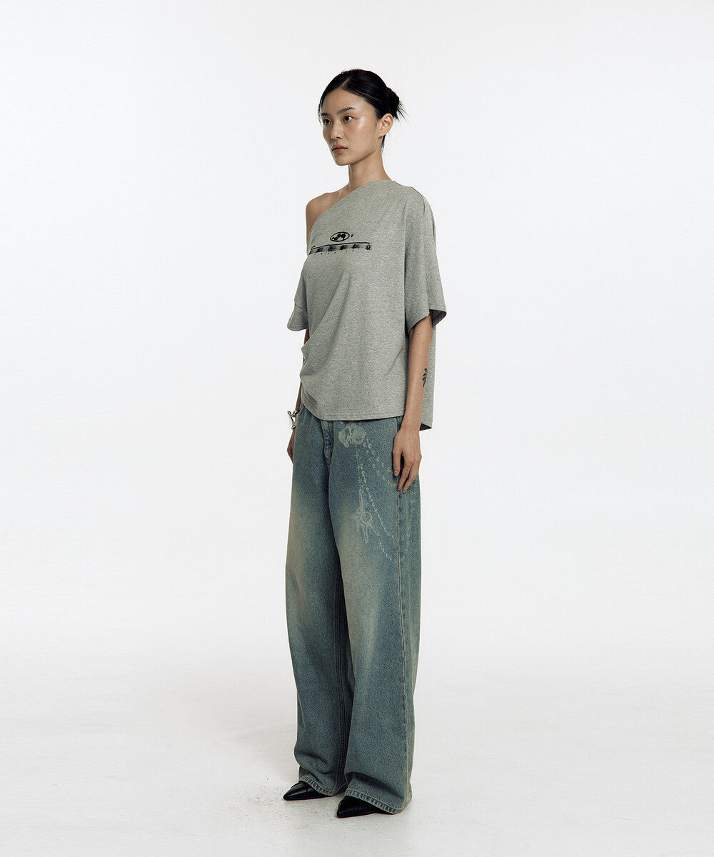Zen One Shoulder Top (Gray)