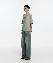 Zen One Shoulder Top (Gray)