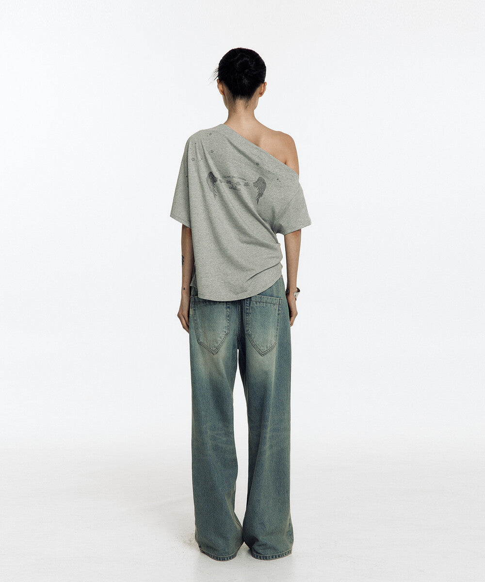 Zen One Shoulder Top (Gray)