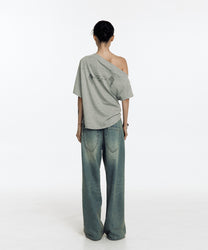 Zen One Shoulder Top (Gray)