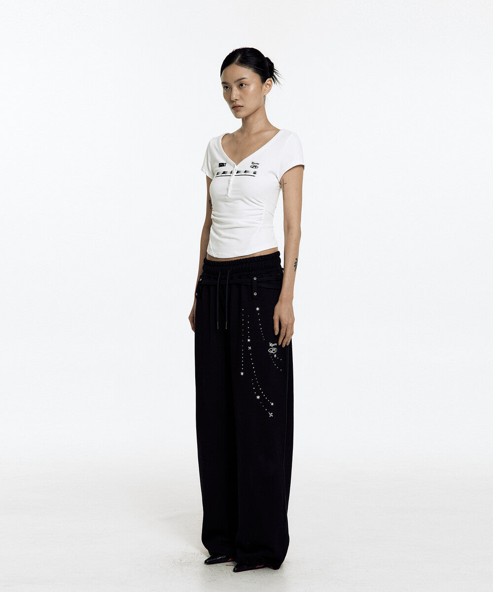 Zen Button Henley Neck Top (White)
