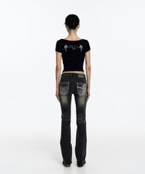 Lowrise Boots Cut Denim Pants (Black)