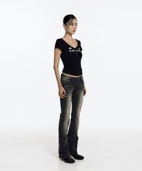 Zen Button Henley Neck Top (Black)