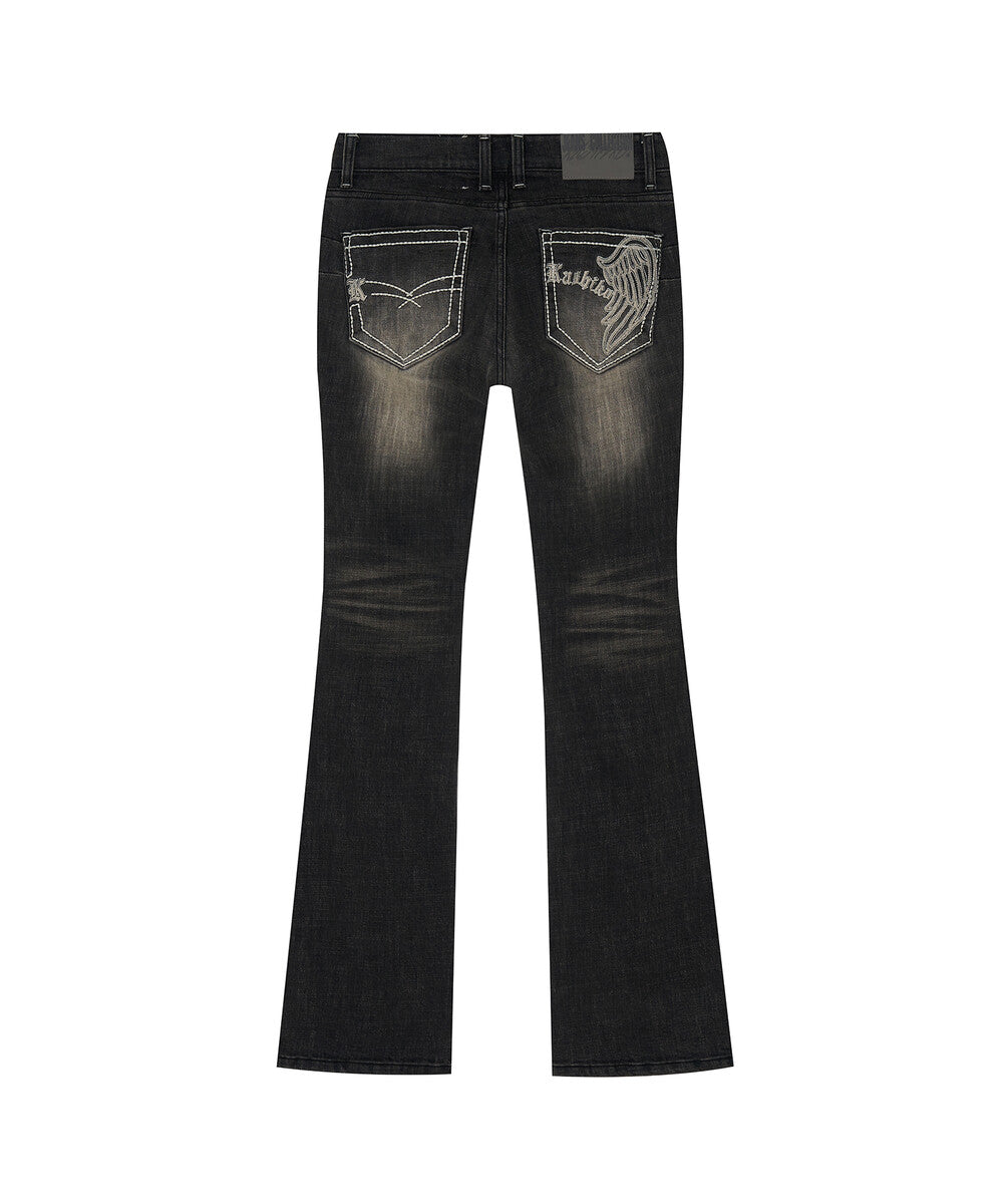 Lowrise Boots Cut Denim Pants (Black)