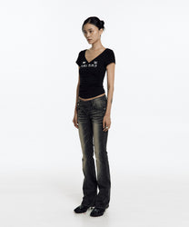 Lowrise Boots Cut Denim Pants (Black)