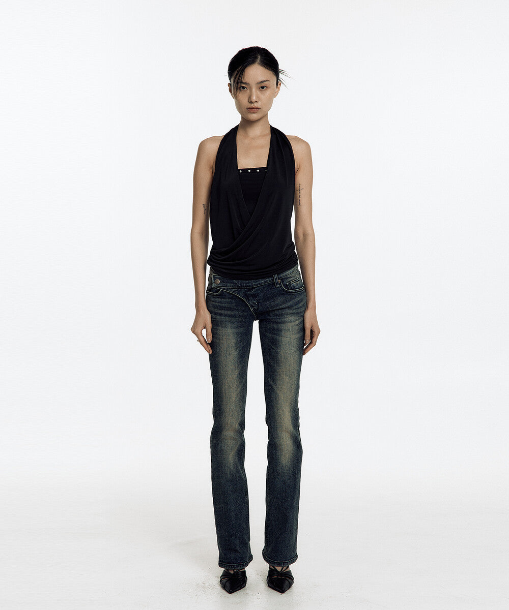 Lowrise Boots Cut Denim Pants (Blue)