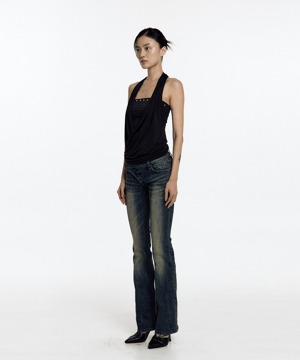 Lowrise Boots Cut Denim Pants (Blue)