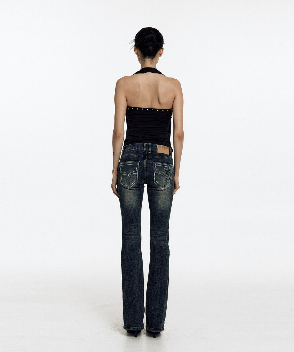 Lowrise Boots Cut Denim Pants (Blue)