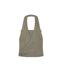 Stud Drape Halter Top (Warm Gray)