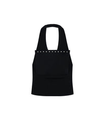 Stud Drape Halter Top (Black)