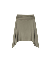 Stud Drape Flare Skirt (Warm Gray)