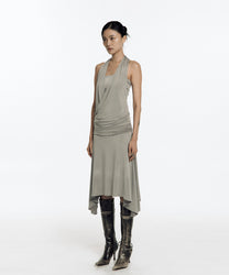 Stud Drape Flare Skirt (Warm Gray)