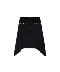 Stud Drape Flare Skirt (Black)