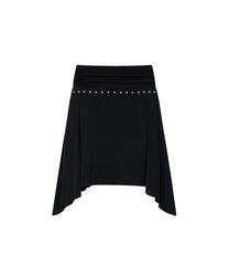 Stud Drape Flare Skirt (Black)