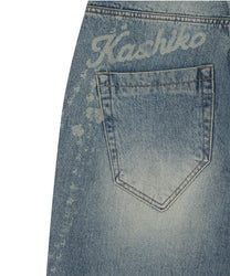 Chain Wide Denim Pants (Light Blue)