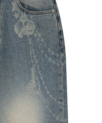 Chain Wide Denim Pants (Light Blue)